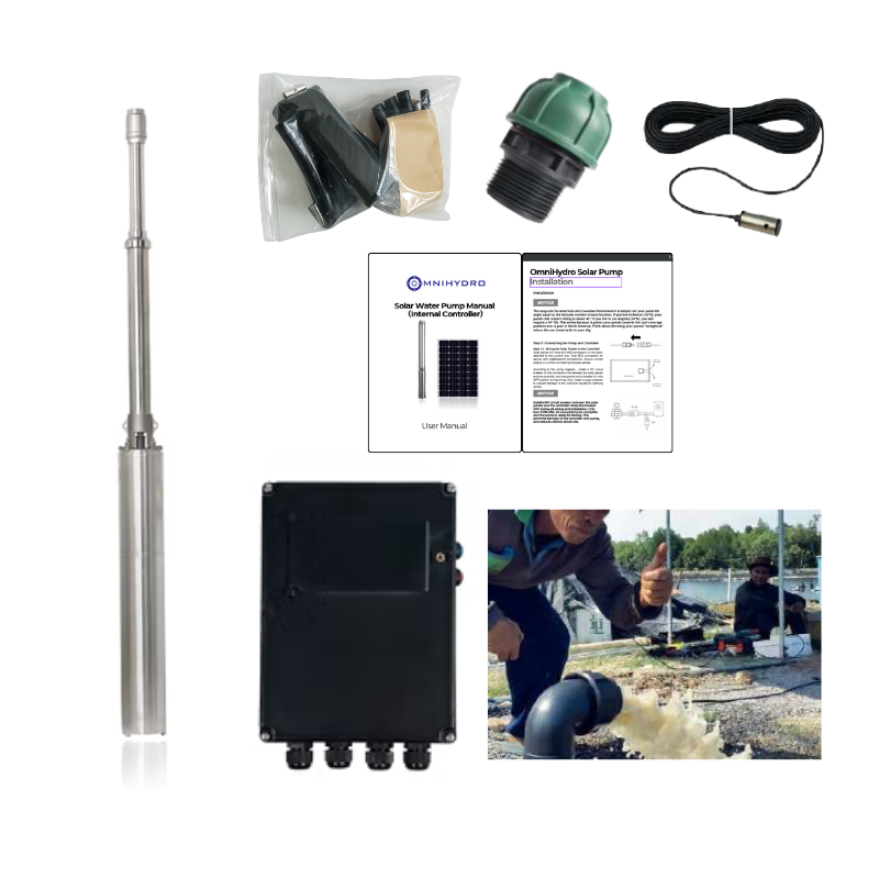 4OSP12-259 | Up to 459 ft, 12.2 GPM, 2.41 HP, solar submersible pump, with internal MPPT controller