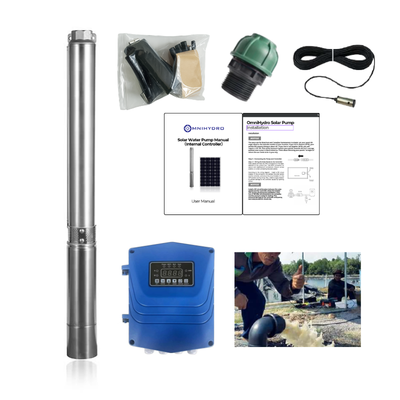 3OSP18-394 | Up to 394 ft, 17.6 GPM, 1.6HP, solar submersible pump, with internal MPPT controller