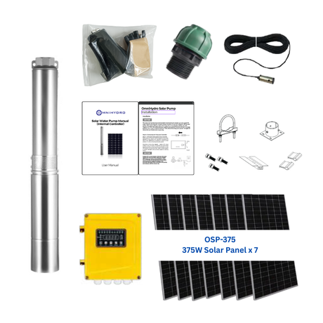 OmniHydro 4OSP58-256 solar submersible pump up to 256 ft with 58 GPM and 1.5HP